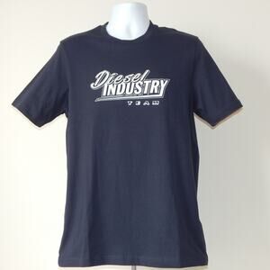 NWT Men’s Diesel T- JUST-K45 INDUSTRY Graphic Cotton T-Shirt Midnight Blue LARGE